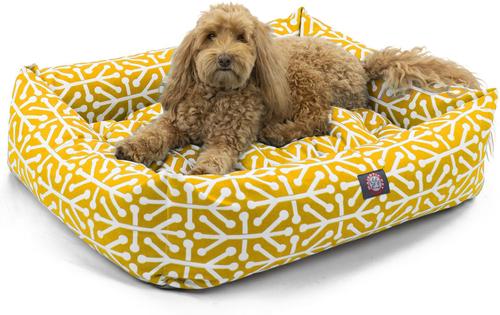 Show full view: Majestic Pet Luxe Bagel Aruba Bolster Dog Bed with Removable Cover, Yellow, X-Large slide 3 of 5