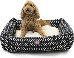 Majestic Pet Luxe Bagel Boho Arrow Bolster Dog Bed with Removable Cover, Black/White Arrows, Large