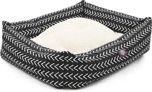 Show full view: Majestic Pet Luxe Bagel Boho Arrow Bolster Dog Bed with Removable Cover, Black/White Arrows, Large slide 4 of 5