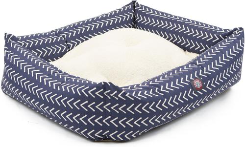 Show full view: Majestic Pet Luxe Bagel Boho Arrow Bolster Dog Bed with Removable Cover, Blue/White Arrows, Large slide 3 of 4