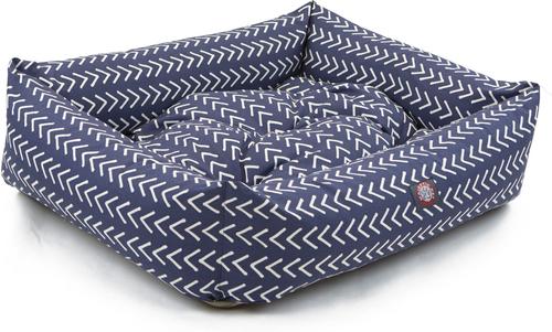 Show full view: Majestic Pet Luxe Bagel Boho Arrow Bolster Dog Bed with Removable Cover, Blue/White Arrows, Large slide 4 of 4