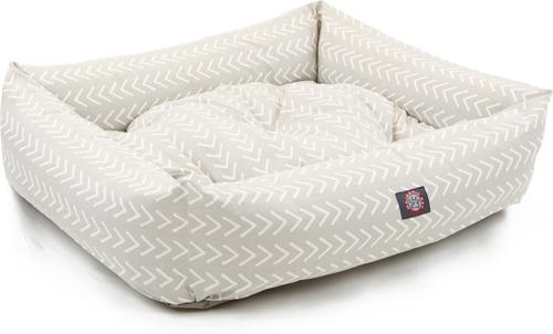 Show full view: Majestic Pet Luxe Bagel Boho Arrow Bolster Dog Bed with Removable Cover, Grey/White Arrows, Large slide 4 of 4