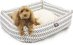 Majestic Pet Luxe Bagel Boho Arrow Bolster Dog Bed with Removable Cover, White/Black Arrows, Large