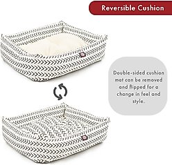 Majestic Pet Luxe Bagel Boho Arrow Bolster Dog Bed with Removable Cover, White/Black Arrows, Large slide 2 of 5