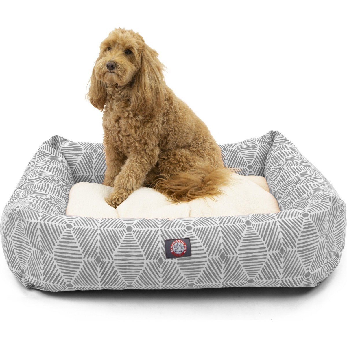 Majestic Pet Luxe Bagel Charlie Bolster Dog Bed with Removable Cover, Gray, Large