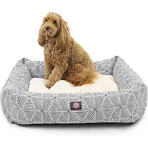 Majestic Pet Luxe Bagel Charlie Bolster Dog Bed with Removable Cover, Gray, Large