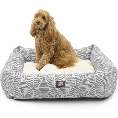 Majestic Pet Majestic Pet Luxe Bagel Charlie Bolster Dog Bed with Removable Cover, Gray, Large