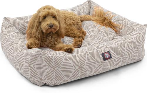 Show full view: Majestic Pet Luxe Bagel Charlie Bolster Dog Bed with Removable Cover, Metallic Beige, Large slide 3 of 5