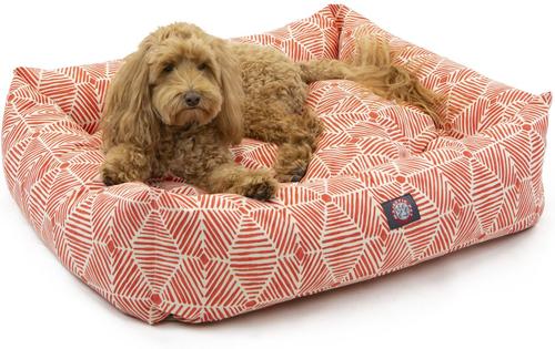 Show full view: Majestic Pet Luxe Bagel Charlie Bolster Dog Bed with Removable Cover, Salmon, Large slide 2 of 4
