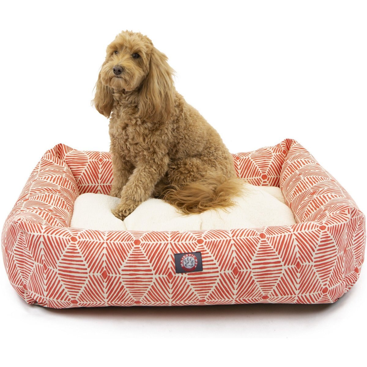 Majestic Pet Luxe Bagel Charlie Bolster Dog Bed with Removable Cover, Salmon, X-Large