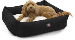 Majestic Pet Luxe Bagel Faux Suede Bolster Dog Bed with Removable Cover, Black, X-Large