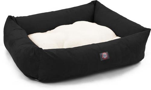 Show full view: Majestic Pet Luxe Bagel Faux Suede Bolster Dog Bed with Removable Cover, Black, X-Large slide 3 of 6