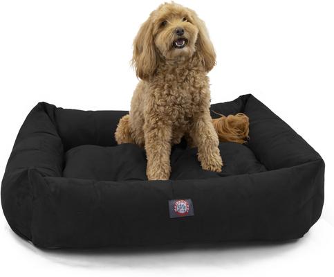 Show full view: Majestic Pet Luxe Bagel Faux Suede Bolster Dog Bed with Removable Cover, Black, X-Large slide 2 of 6