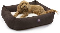 Majestic Pet Luxe Bagel Faux Suede Bolster Dog Bed with Removable Cover, Chocolate, Large