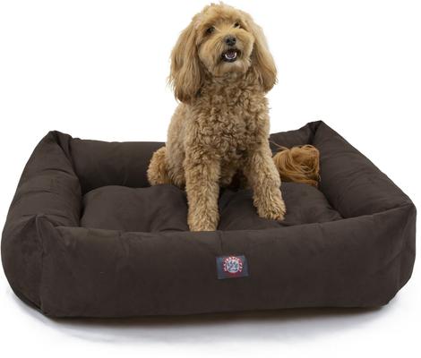 Show full view: Majestic Pet Luxe Bagel Faux Suede Bolster Dog Bed with Removable Cover, Chocolate, Large slide 3 of 7
