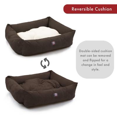 Show full view: Majestic Pet Luxe Bagel Faux Suede Bolster Dog Bed with Removable Cover, Chocolate, Large slide 6 of 7