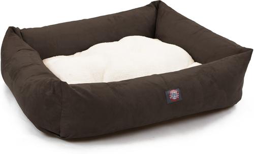 Show full view: Majestic Pet Luxe Bagel Faux Suede Bolster Dog Bed with Removable Cover, Chocolate, Large slide 4 of 7