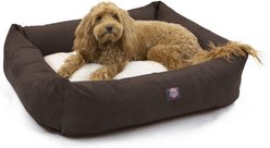 Majestic Pet Luxe Bagel Faux Suede Bolster Dog Bed with Removable Cover, Chocolate, X-Large