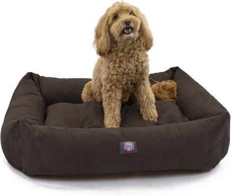 Show full view: Majestic Pet Luxe Bagel Faux Suede Bolster Dog Bed with Removable Cover, Chocolate, X-Large slide 2 of 6