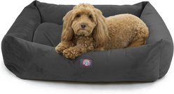 Majestic Pet Luxe Bagel Faux Suede Bolster Dog Bed with Removable Cover, Gray, Large