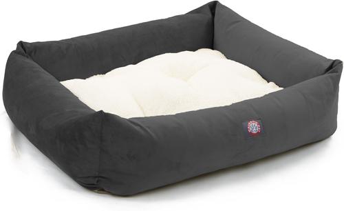 Show full view: Majestic Pet Luxe Bagel Faux Suede Bolster Dog Bed with Removable Cover, Gray, Large slide 3 of 4