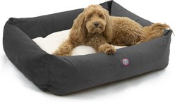 Majestic Pet Luxe Bagel Faux Suede Bolster Dog Bed with Removable Cover, Gray, X-Large
