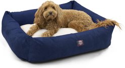 Majestic Pet Luxe Bagel Faux Suede Bolster Dog Bed with Removable Cover, Navy, X-Large
