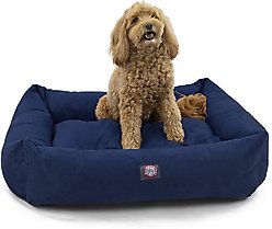 Majestic Pet Luxe Bagel Faux Suede Bolster Dog Bed with Removable Cover, Navy, X-Large slide 2 of 6