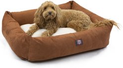 Majestic Pet Luxe Bagel Faux Suede Bolster Dog Bed with Removable Cover, Rust, Large