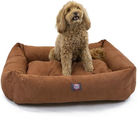 Show full view: Majestic Pet Luxe Bagel Faux Suede Bolster Dog Bed with Removable Cover, Rust, Large slide 2 of 4