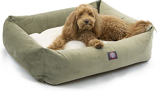 Show full view: Majestic Pet Luxe Bagel Faux Suede Bolster Dog Bed with Removable Cover, Sage, Large slide 1 of 5