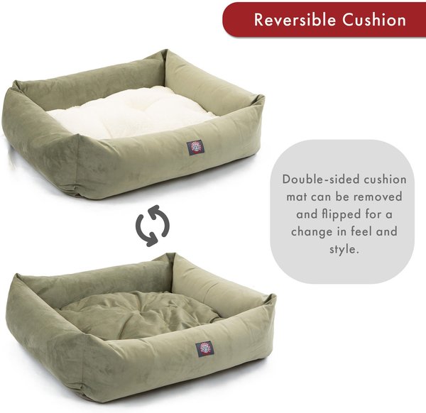 Show full view: Majestic Pet Luxe Bagel Faux Suede Bolster Dog Bed with Removable Cover, Sage, Large slide 5 of 5