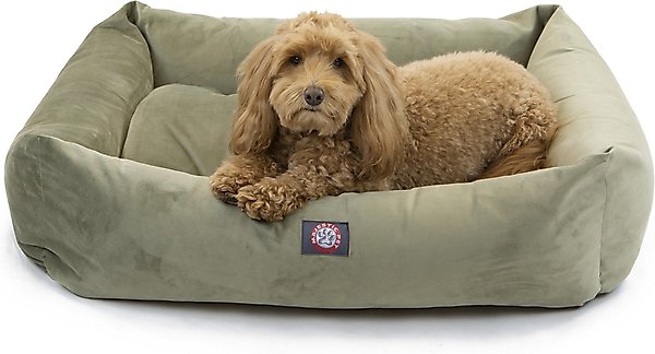 Show full view: Majestic Pet Luxe Bagel Faux Suede Bolster Dog Bed with Removable Cover, Sage, Large slide 2 of 5