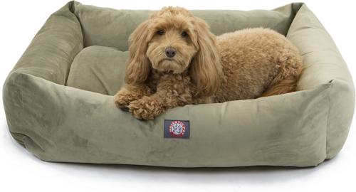 Show full view: Majestic Pet Luxe Bagel Faux Suede Bolster Dog Bed with Removable Cover, Sage, Large slide 2 of 5