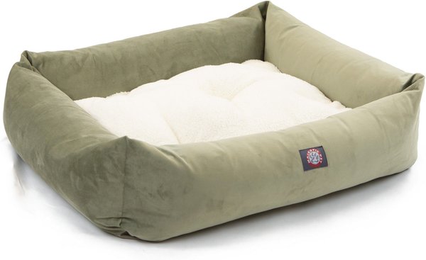Show full view: Majestic Pet Luxe Bagel Faux Suede Bolster Dog Bed with Removable Cover, Sage, Large slide 3 of 5