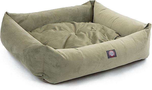 Show full view: Majestic Pet Luxe Bagel Faux Suede Bolster Dog Bed with Removable Cover, Sage, Large slide 4 of 5