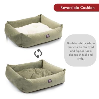 Show full view: Majestic Pet Luxe Bagel Faux Suede Bolster Dog Bed with Removable Cover, Sage, X-Large slide 5 of 6