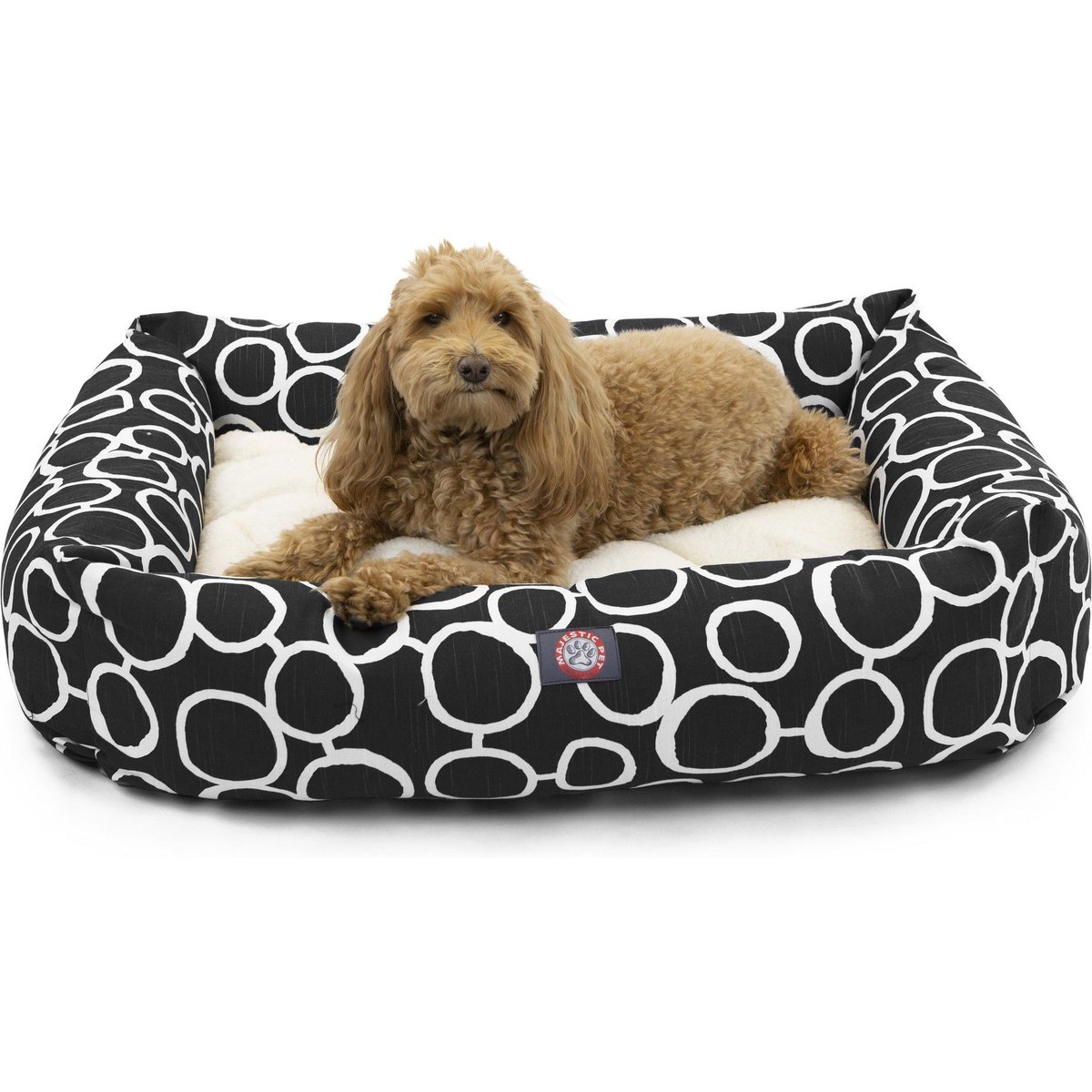 Majestic Pet Luxe Bagel Fusion Bolster Dog Bed with Removable Cover, Black, Large