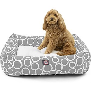 Majestic Pet Luxe Bagel Fusion Bolster Dog Bed with Removable Cover, Gray, Large