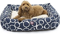 Majestic Pet Luxe Bagel Fusion Bolster Dog Bed with Removable Cover, Navy, Large