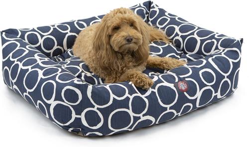Show full view: Majestic Pet Luxe Bagel Fusion Bolster Dog Bed with Removable Cover, Navy, Large slide 2 of 4
