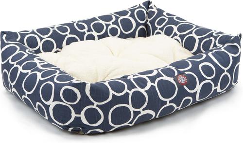 Show full view: Majestic Pet Luxe Bagel Fusion Bolster Dog Bed with Removable Cover, Navy, Large slide 3 of 4