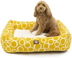 Majestic Pet Luxe Bagel Fusion Bolster Dog Bed with Removable Cover, Yellow, Large
