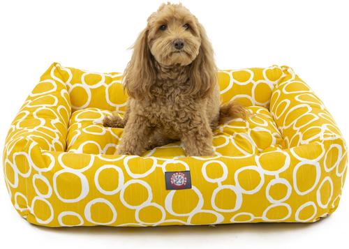Show full view: Majestic Pet Luxe Bagel Fusion Bolster Dog Bed with Removable Cover, Yellow, X-Large slide 3 of 6