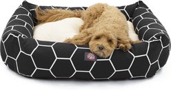 Majestic Pet Luxe Bagel Hexo Shapes Bolster Dog Bed with Removable Cover, Black, Large