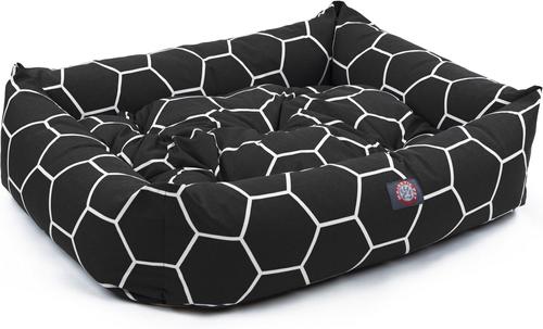 Show full view: Majestic Pet Luxe Bagel Hexo Shapes Bolster Dog Bed with Removable Cover, Black, Large slide 4 of 4
