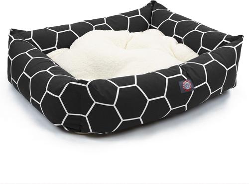 Show full view: Majestic Pet Luxe Bagel Hexo Shapes Bolster Dog Bed with Removable Cover, Black, Large slide 3 of 4
