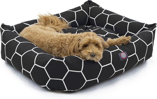 Show full view: Majestic Pet Luxe Bagel Hexo Shapes Bolster Dog Bed with Removable Cover, Black, Large slide 2 of 4