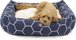 Majestic Pet Luxe Bagel Hexo Shapes Bolster Dog Bed with Removable Cover, Blue, Large