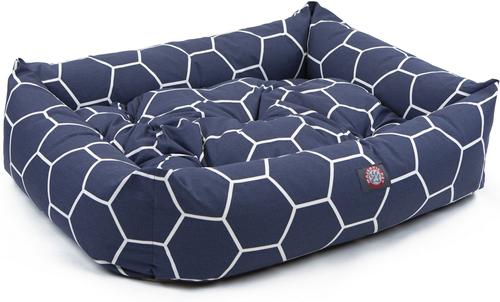 Show full view: Majestic Pet Luxe Bagel Hexo Shapes Bolster Dog Bed with Removable Cover, Blue, Large slide 5 of 5